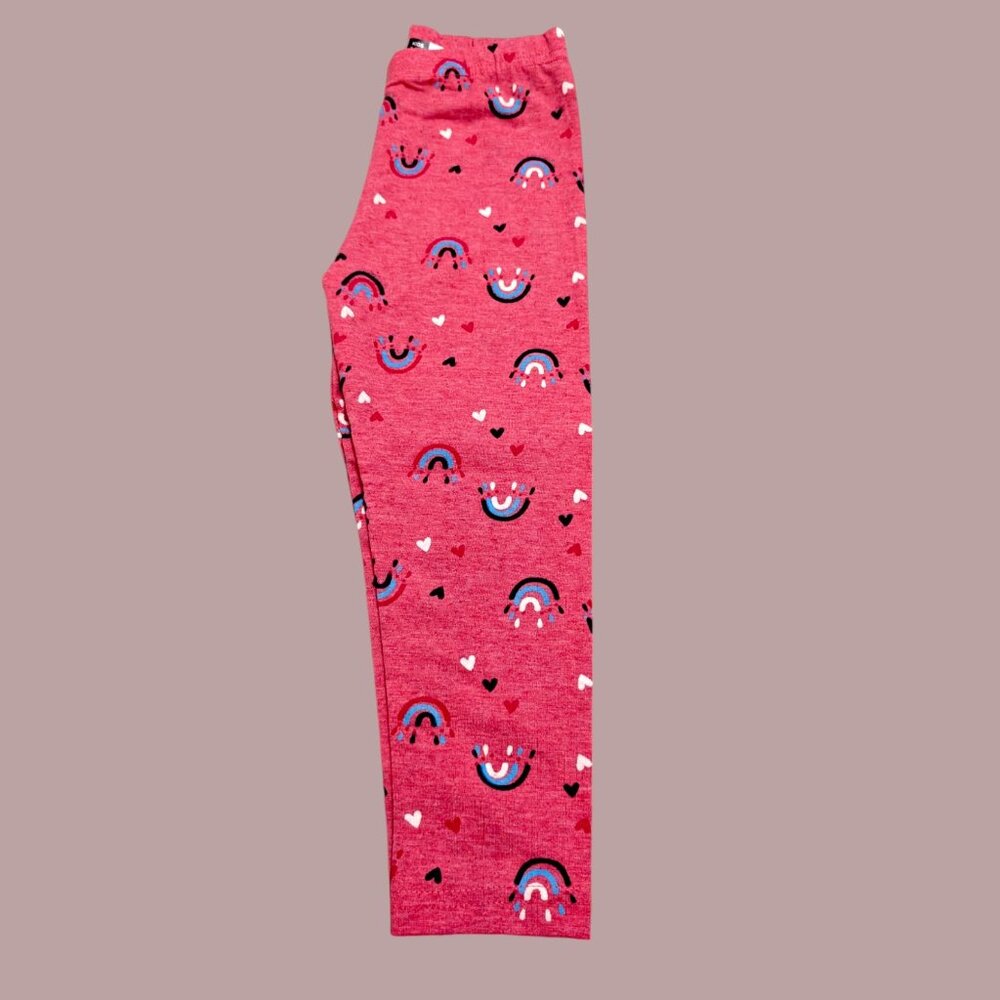 Pepco Full length Soft Cotton leggings Skinny Fit Stretchy Red Rainbows NWOT